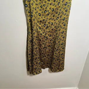 Zara Womens Size Small Sleeveless‎ Shift Dress Yellow Navy White Geo Button Back thumbnail 8
