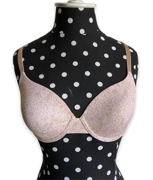Ellen Tracy Womens Bra Size 34C Floral Print Beige T-Shirt‎ Tee Shirt thumbnail 1