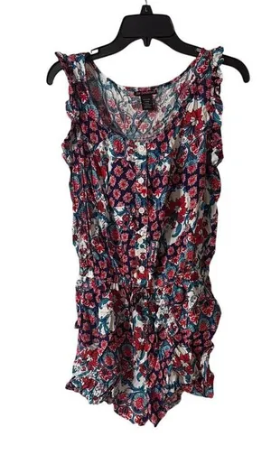Joe Benbasset Blue and red floral romper‎ Women's Large thumbnail 1