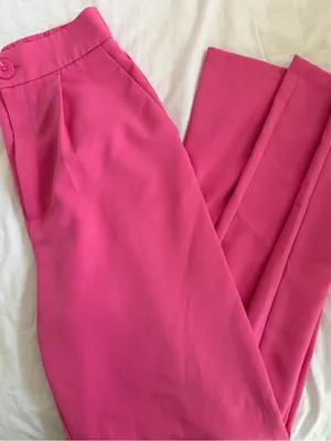 stradivarius Hot Pink High-Waist Tapered Trousers thumbnail 1