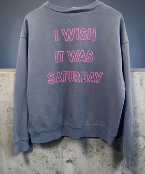 Wildfox "I Wish It Was Saturday" Broken Heart Sweatshirt Charcoal Gray Size L thumbnail 1