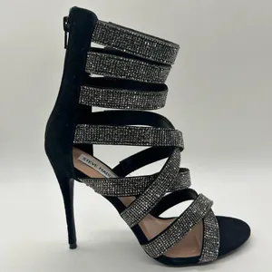Steve Madden Heels Women 9 Black Malika Open Toe Strap Sandals Wedding Party NEW thumbnail 3