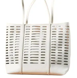 Anthropologie White Rafaella Large Faux Leather Toe Bag thumbnail 1