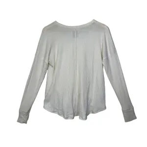 Abercrombie & Fitch Soft AF Cozy Cream Ribbed Knit Tie Front V-Neck Sweater Sz S thumbnail 4