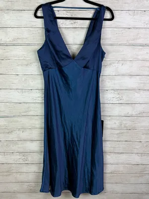 Lulus Incredible Love Navy Satin Cowl Back Midi Slip Dress Size Large thumbnail 3