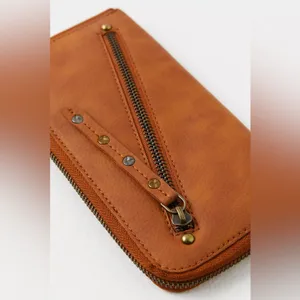 Free People Distressed Vegan Wallet in‎ Brown thumbnail 2