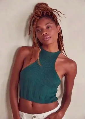 FREE PEOPLE Intimately Switch It Up‎ Tank Cami Green Balsam Ribbed Knit Large thumbnail 1