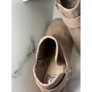 Fergalicious Augustine Taupe‎ Perforated Peep Toe Ankle Boots Tan 8.5M Studded thumbnail 11