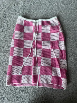 Hazel Boutique Pink Checkered Cover Up Skirt thumbnail 2