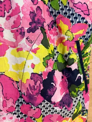 Koi by Kathy Peterson Floral Colorful Cotton Scrub Top Medium thumbnail 5