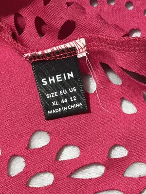 SHEIN Blouse Red Laser Cut Peplum Puff Sleeve Button Front XL Women thumbnail 9