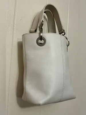 HTF Vintage Hobo International White Leather Y2K Little Cute Top Handle Handbag thumbnail 3