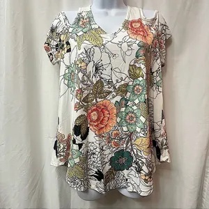 Gaze Women’s Floral Cold‎ Shoulder Top Size Large thumbnail 12