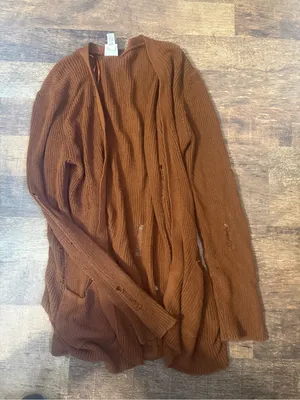 Daytrip Brown Open-Front Knit Cardigan Sweater thumbnail 1