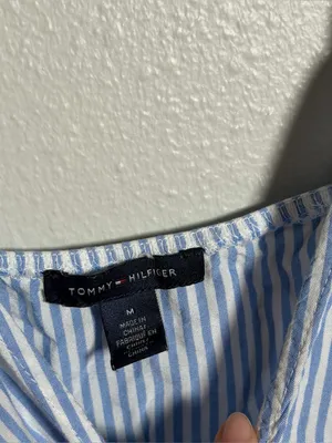 Tommy Hilfiger Women Blue/White Striped V-Neck Cami Casual Preppy Strappy size M thumbnail 5