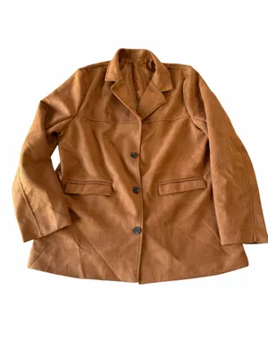Women's 3 Button Faux Suede Lightweight Lined Jacket Size L #260814 thumbnail 4