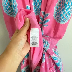Crown & Ivy Women’s Dress M Pink Blue Pineapple Swiss Dot Smocked Maxi Beach thumbnail 11