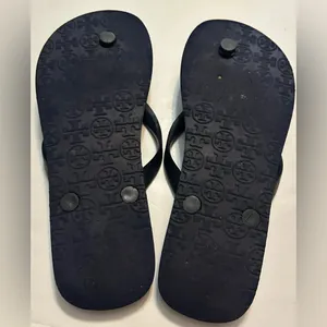 TORY BURCH Signature Red/white/blue rubber flip flops size M or 6.5-7.5 thumbnail 5