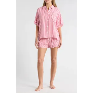 Betsey Johnson Heart Patch Cabana Button Up Shirt & Shorts Cover-up Set thumbnail 2