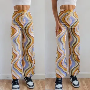 Urban Outfitters Wide Leg Pants Womens XS Multicolor Psychedelic Swirl Retro 70s thumbnail 2