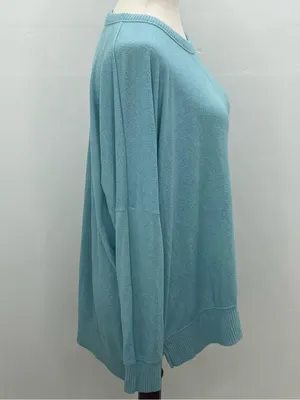 Aerie Women's Teal Blue Green Long Sleeve Oversized Slit Hem Pullover Sweater XS thumbnail 6