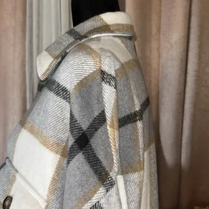Size M Mid Length Flannel Pocketed Button Down Jacket Tan Size M thumbnail 8