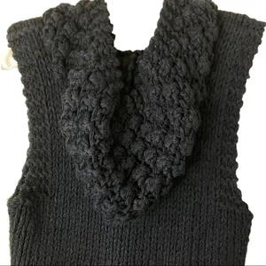 Mur Mur Black Crochet Hooded Sleeveless Vest Small thumbnail 6