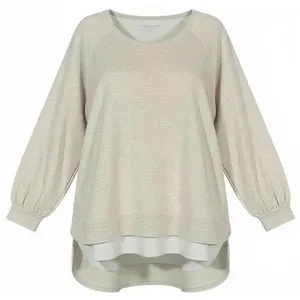 Soft Surroundings‎ Pullover Sweatshirt Womens XL Beige Heather Rib Trim thumbnail 1