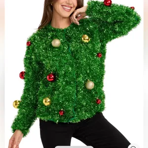 Tipsy Elves WOMEN'S BRISTLE BABE UGLY CHRISTMAS CARDIGAN SWEATER New 1X thumbnail 1