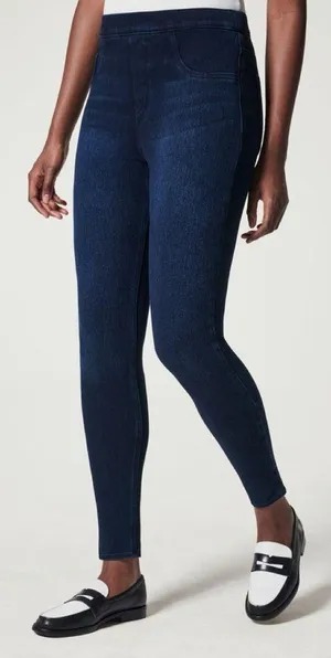 Spanx Ankle Jean-Ish Leggings Jeggings High-Rise Twilight Rinse Blue Size L thumbnail 1