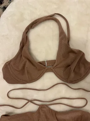 Abercrombie & Fitch swim suit metallic Sparkle Brown Underwire Bikini Set Size m thumbnail 2