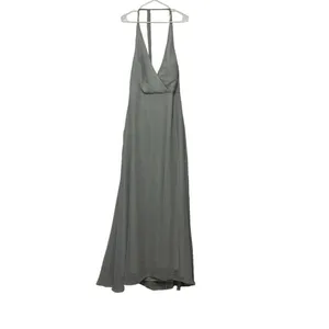 Birdy Grey Moni Halter Gown Silver Grey Chiffon Bridesmaid Dress 2XL NWT Pockets thumbnail 2