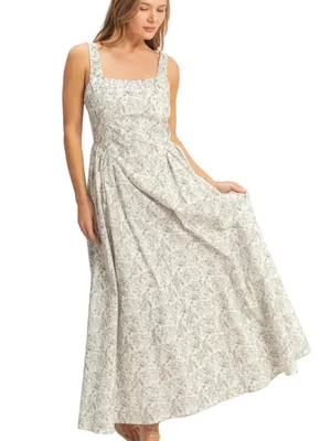 HYFVE Floral Smocked Maxi Dress Square Neck Sleeveless Cottagecore L thumbnail 3