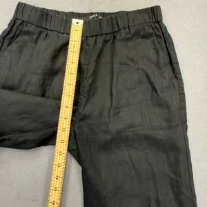 Quince Black 100% European Linen Elastic Waist Wide Leg Cropped Pants Small thumbnail 5