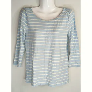 J. Crew Factory‎ Womens Blue & White White Striped Cotton Knit Top Size XS thumbnail 2