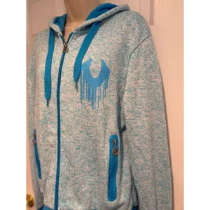 True Religion Womens XL Blue Space Dye Drip Horseshoe Full Zip Hoodie Sweatshirt thumbnail 12