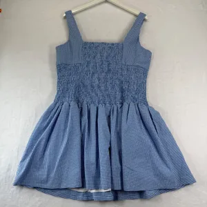 Maeve Anthropologie Blue Gingham Smocked Rosette‎ Mini Dress XL NWT thumbnail 10