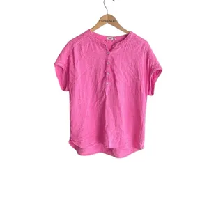Faherty Dream Cotton Gauze Desmond Top Cone Flower Pink thumbnail 3