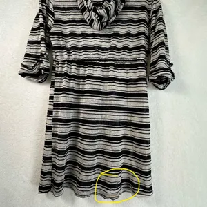 Lily Bleu Beach Striped Hooded Tunic Dress Black White Burnout Mini Coverup thumbnail 8