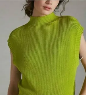 Maeve Anthropologie Ribbed‎ Sleeveless Sweater mock neck knit pullover thumbnail 1