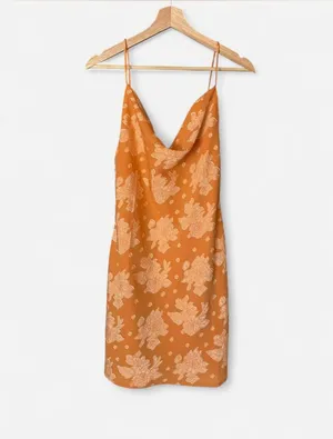 Selfie Leslie Orange Floral Mini Dress thumbnail 2