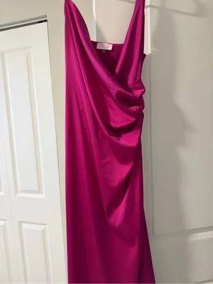 Pink Lily Fuchsia Satin Slip Cocktail Dress thumbnail 2