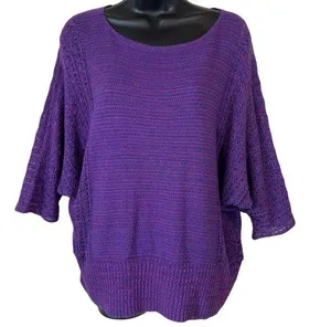 Vintage 212 New York Purple & Pink open weave knit sweater thumbnail 1