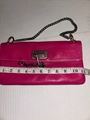 Michael Kors Fuchsia Pink Leather Shoulder Bag Silver Chain Handle And Lock thumbnail 15