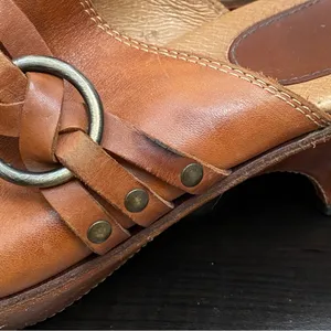 FRYE Boots Cognac Cheryl Triple Ring Clog Mules Size 8.5M thumbnail 13