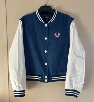 NWT True Religion Denim Buddha Varsity Jacket sz XL thumbnail 1
