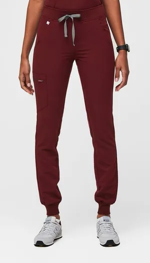 Figs Zamora Jogger Scrub Pants Burgundy Drawstring Waist Slim Fit Large Tall thumbnail 1