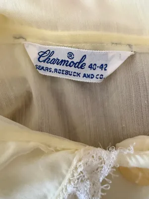 Charmore Vtg by Sears, Roebuck & Co. Pale Yellow Sheer Nightgown, Sz 40-42 thumbnail 8