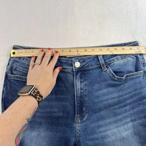 Vervet Plus 18 Jeans High Rise Raw Step Hem Crop Kick Flare Medium Wash‎ Stretch thumbnail 12
