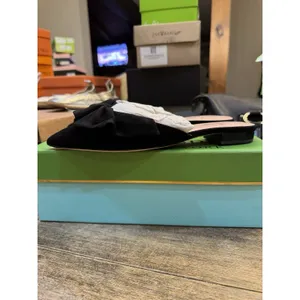 Kate Spade BLACK Women's Fayrn Point Toe Mules‎ Size US 7.5 M Suede Ruffle thumbnail 4